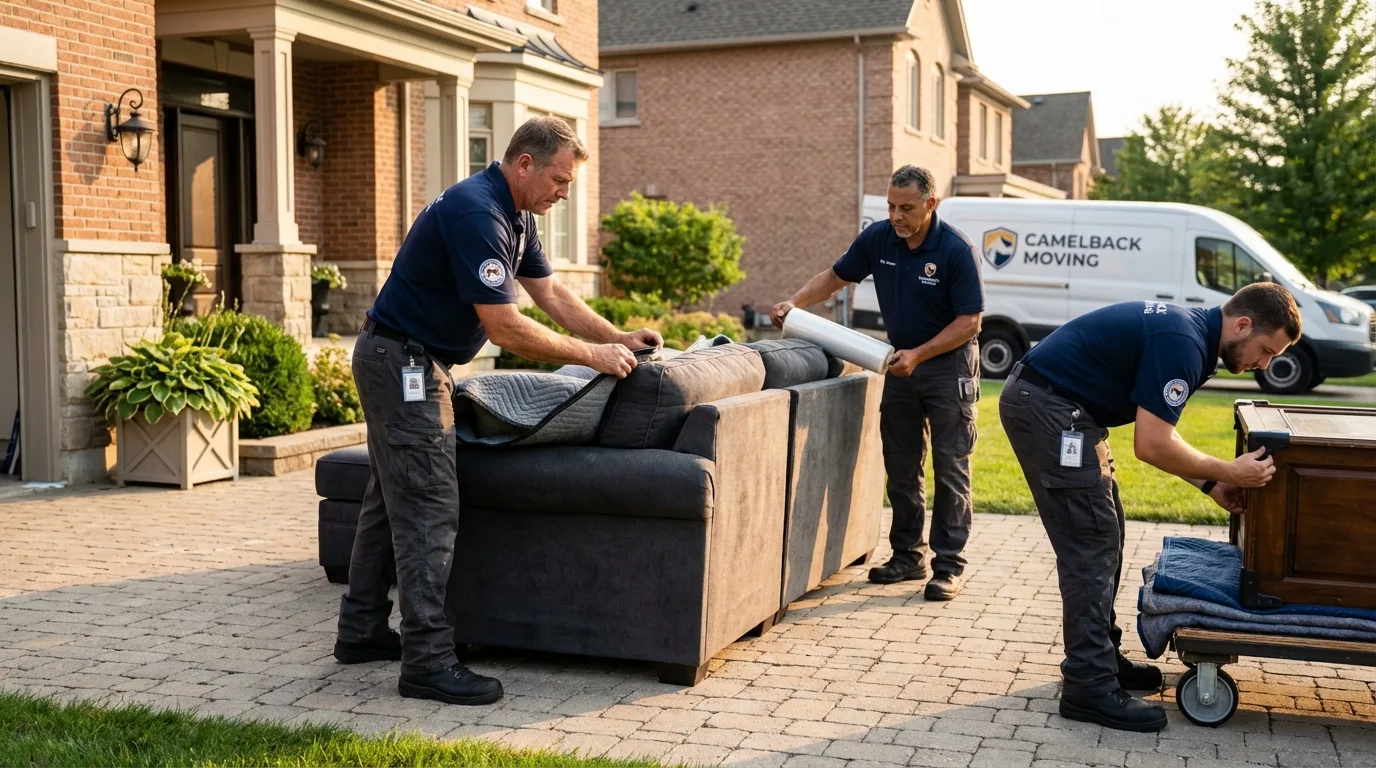Large estate moving crew wrapping furniture in Arapaho, OK