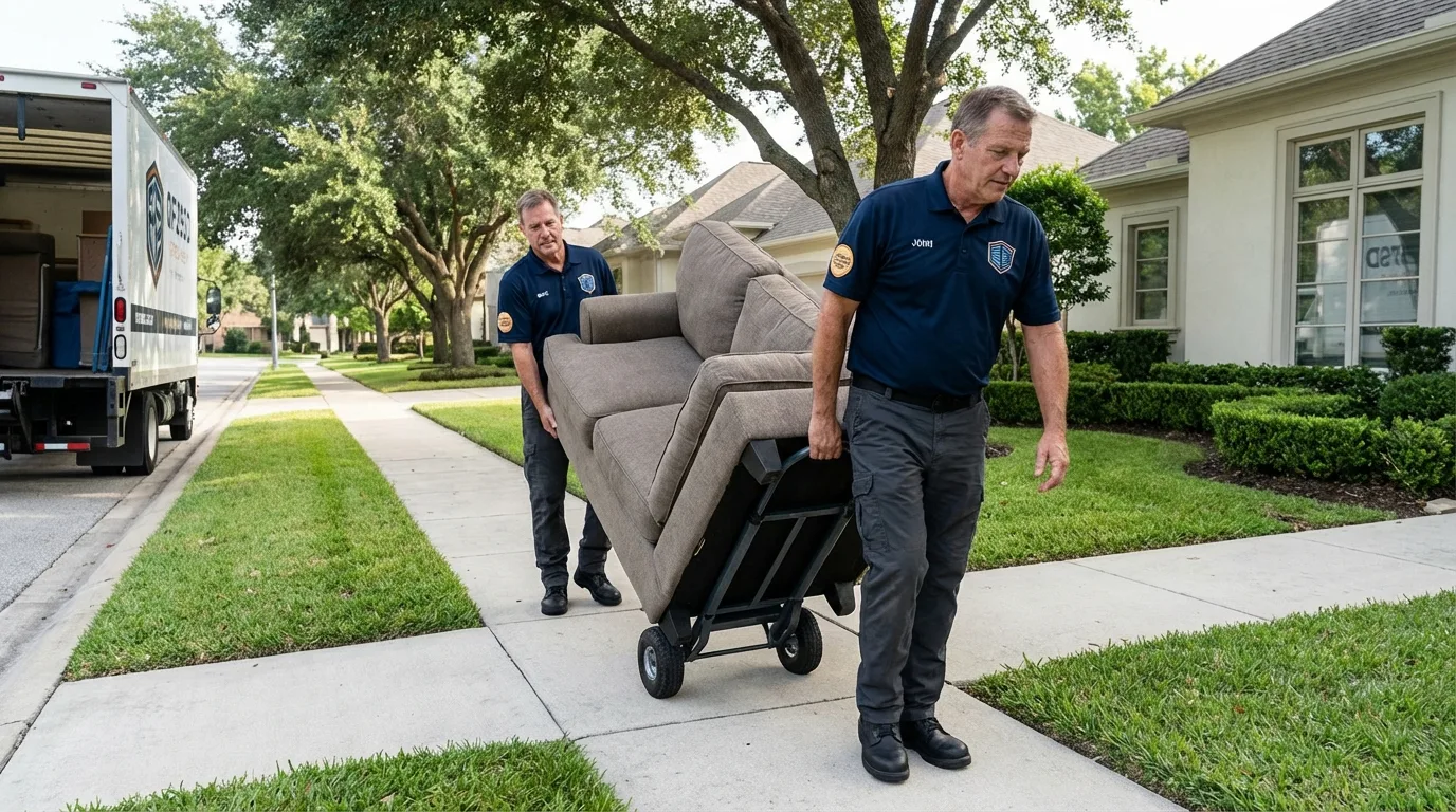 Local residential moving crew loading furniture in Arapaho, OK