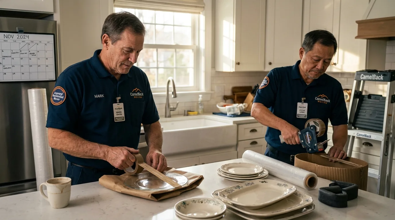 Professional crew packing kitchen dishware in Arapaho, OK